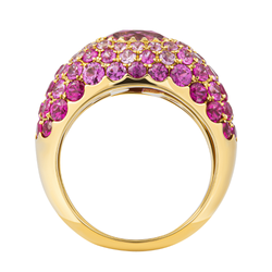 Кольцо с Турмалином, Рубинами и Розовыми Сапфирами, R0074-0/6