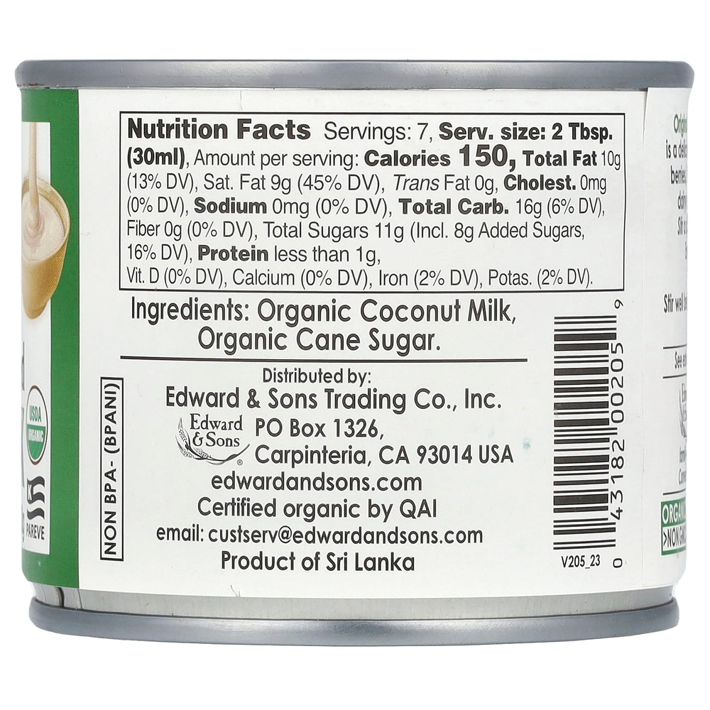 Edward & Sons, Let's Do Organic®, Sweetened Condensed Coconut Milk, Original , 7.4 oz (210 g)