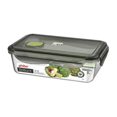 КОНТЕЙНЕР ДЛЯ ПРОДУКТОВ ГЕРМЕТИЧНЫЙ С КЛАПАНОМ BRILLIANT ПРЯМОУГОЛЬНЫЙ 1Л (Черный)