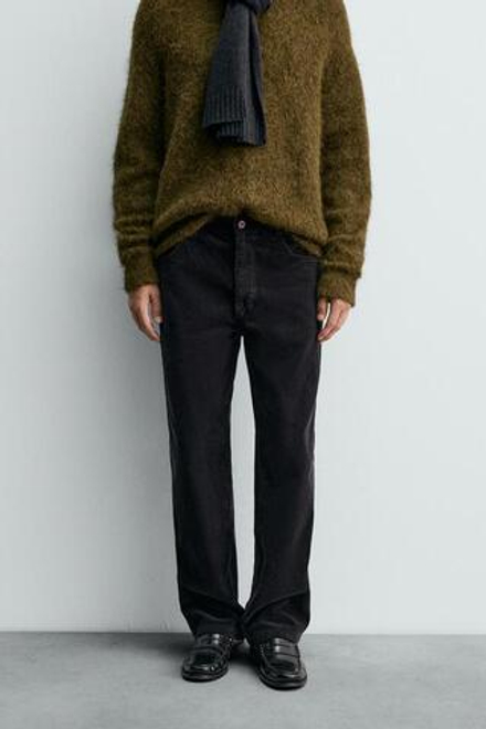 ZARA ВЕЛЬВЕТОВЫЕ БРЮКИ REGULAR FIT, МОРСКОЙ ТЕМНО-СИНИЙ