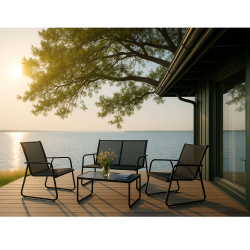 Комплект садовой мебели VERANDA (кресло 2шт, диван 1шт, стол 1шт), черный/черный