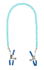 Зажимы на соски с голубыми бусами (Цвет: голубой)