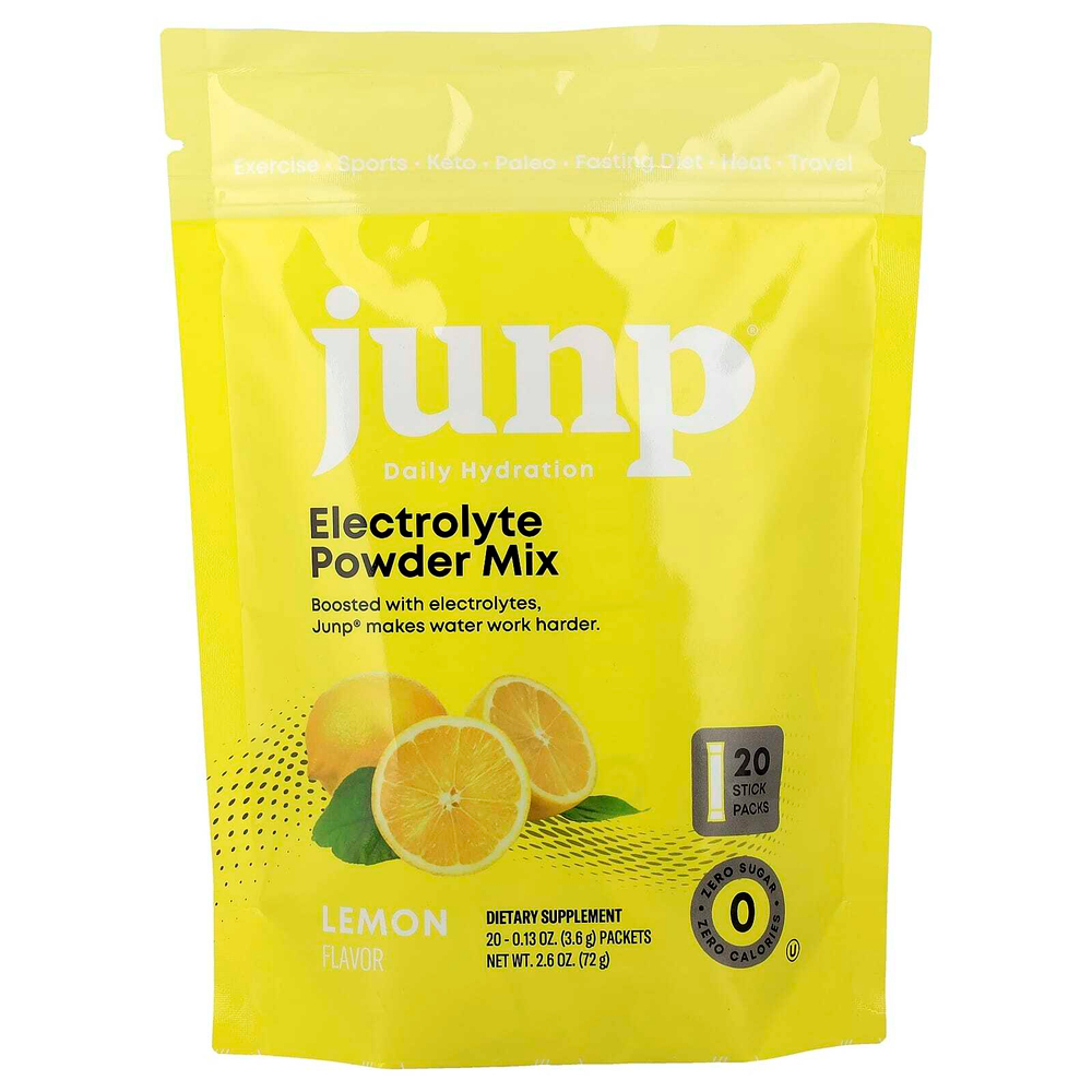 JUNP Hydration, электролитная порошковая смесь, со вкусом лимона, 20 пакетиков по 3,6 г (0,13 унции)
