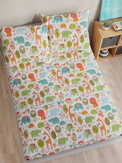 Постельное белье перкаль Сказка "Зоосад" 1,5-сп Наволочка 50х70 см 1 шт Простынь на резинке 90x200 см Пододеяльник 145x215 см