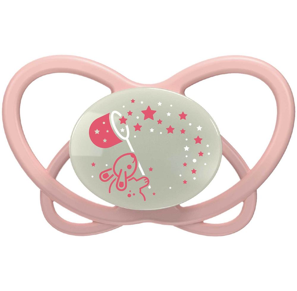 NIP Соска пустышка, силикон "Butterfly Night ", красный, размер 1 (0-6)