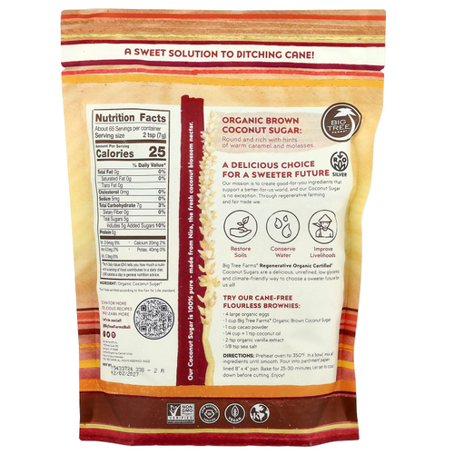 Big Tree Farms, Органический коричневый кокосовый сахар, 1 фунт (454 г)