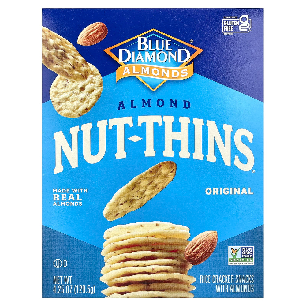 Blue Diamond, Almond Nut-Thins, снэки из рисовых крекеров с миндалем, оригинальные, 120,5 г (4,25 унции)