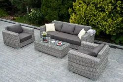 "Боно" журнальный столик из искусственного ротанга, цвет серый