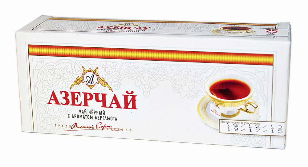 Чай Азерчай черный байховый с ароматом бергамота без окошко, 25 пакетиков