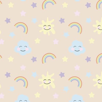 Радуга облако солнце звезды бежевый