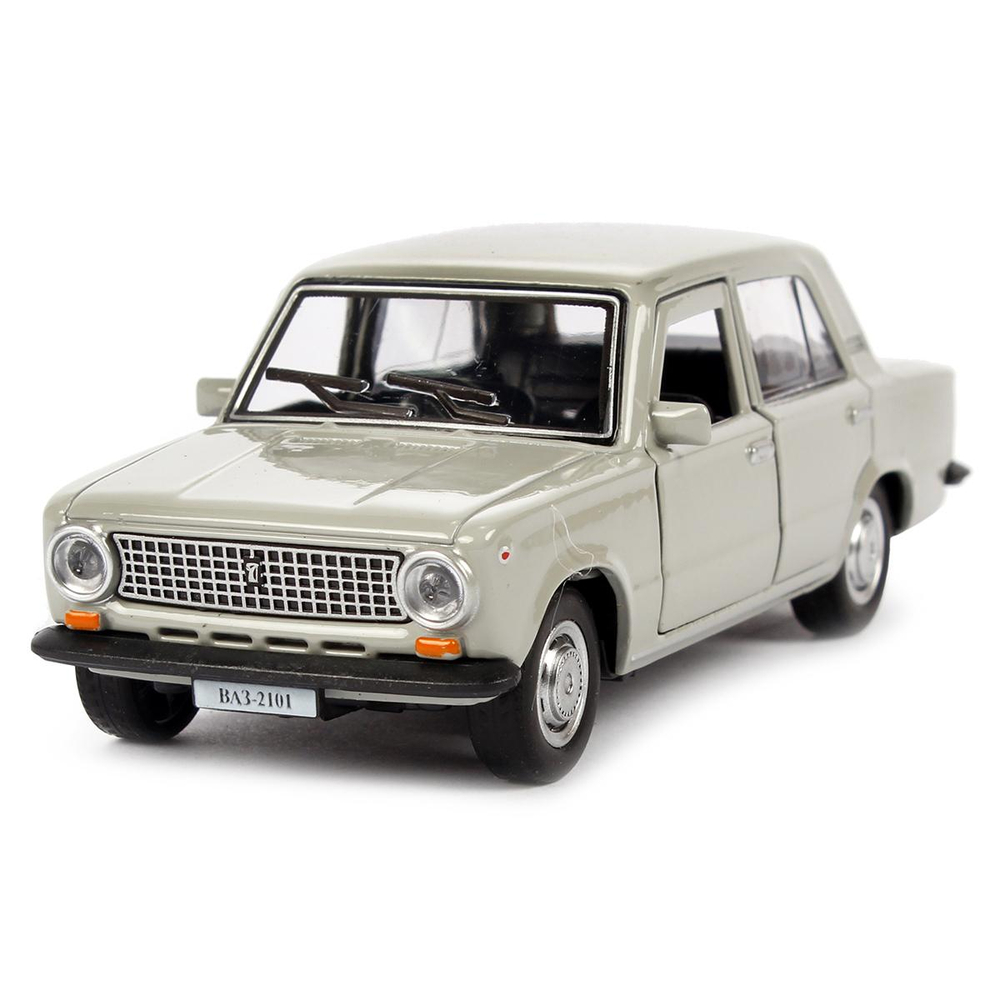 Модель ин. мет. "Ваз-2101" 12см. двери, багаж, серый, коробка 2101-12-GY (Технопарк)