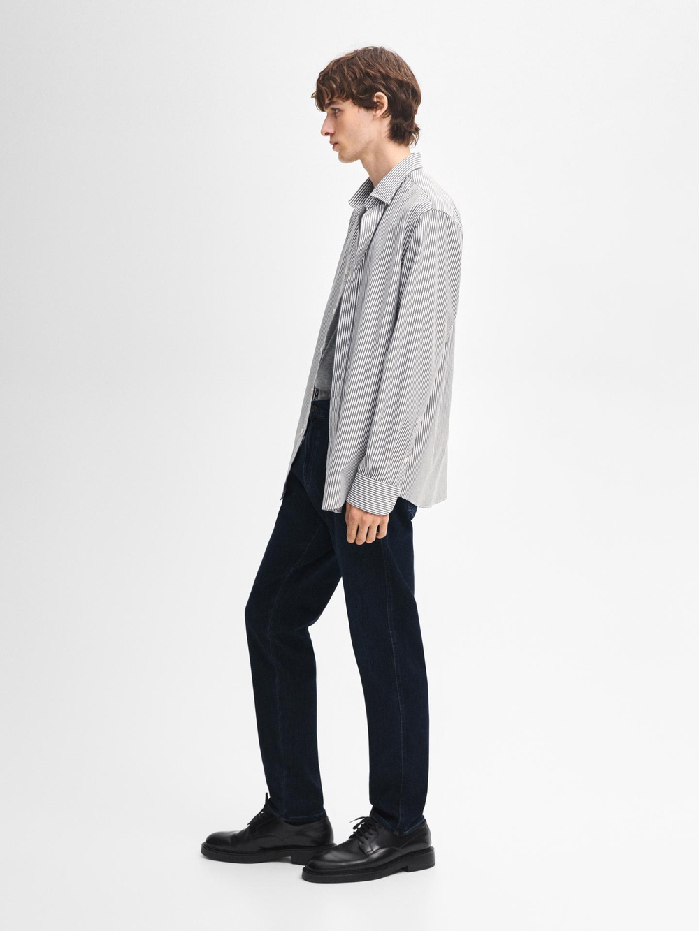 Massimo Dutti РУБАШКА КЛАССИЧЕСКОГО КРОЯ ИЗ ХЛОПКА В ПОЛОСКУ, СИНИЙ