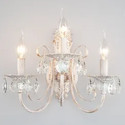 3305/3 / настенный светильник /   белый с золотом/прозрачный хрусталь Strotskis