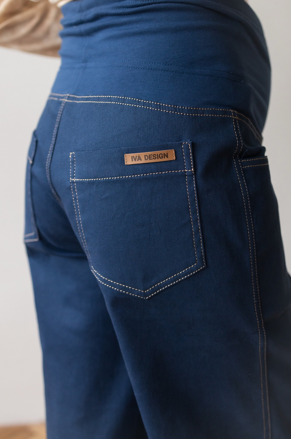 Джинсы для беременных свободные, Темно-синий