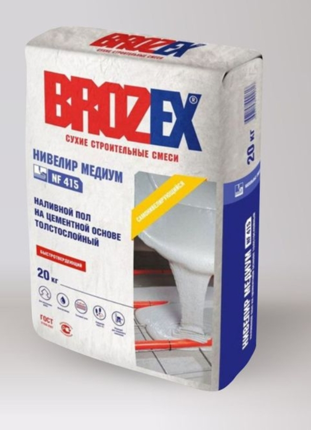 Наливной пол BROZEX NF 415 Нивелир Медиум финишный, 20 кг