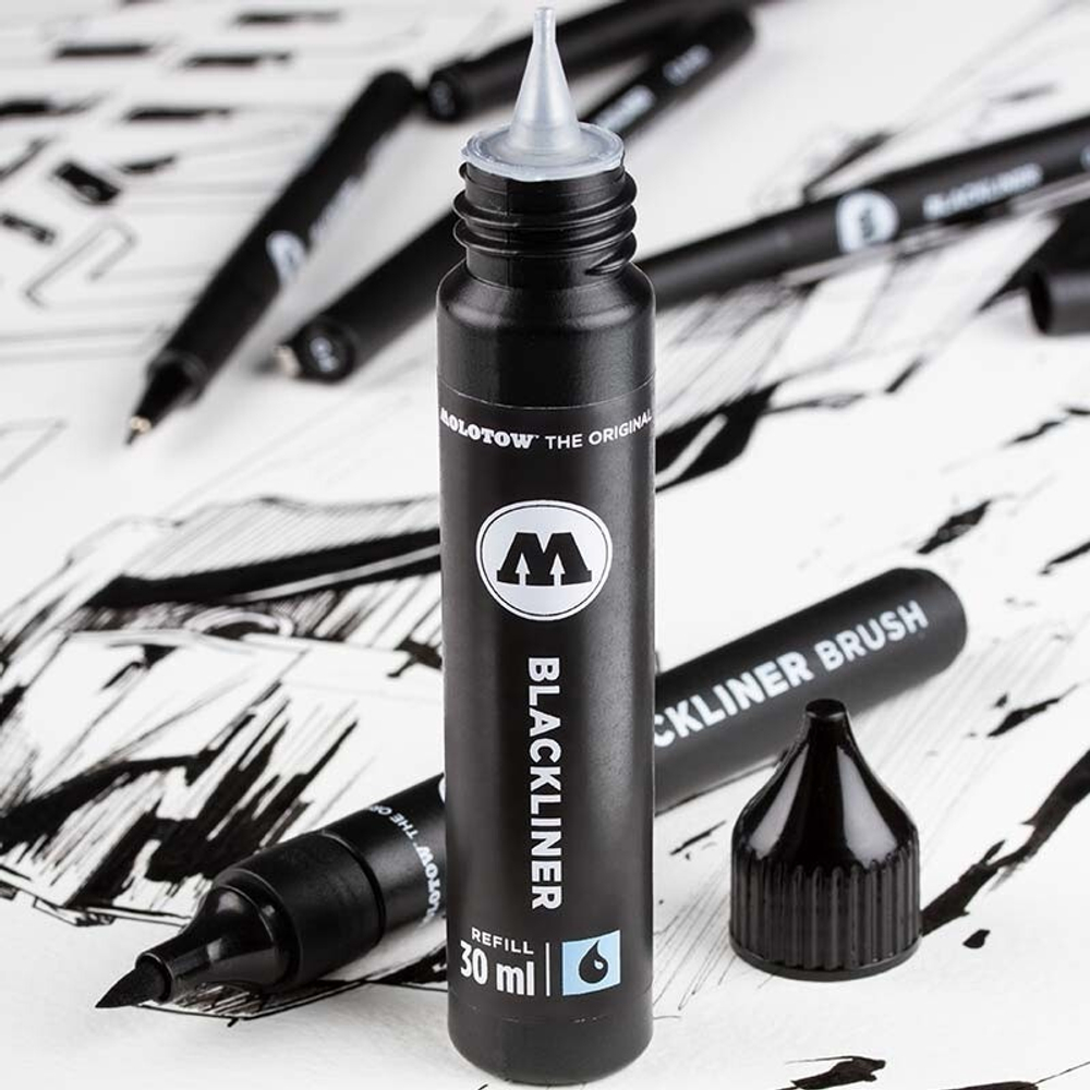 Набор MOLOTOW BLACKLINER BRUSH + Заправка