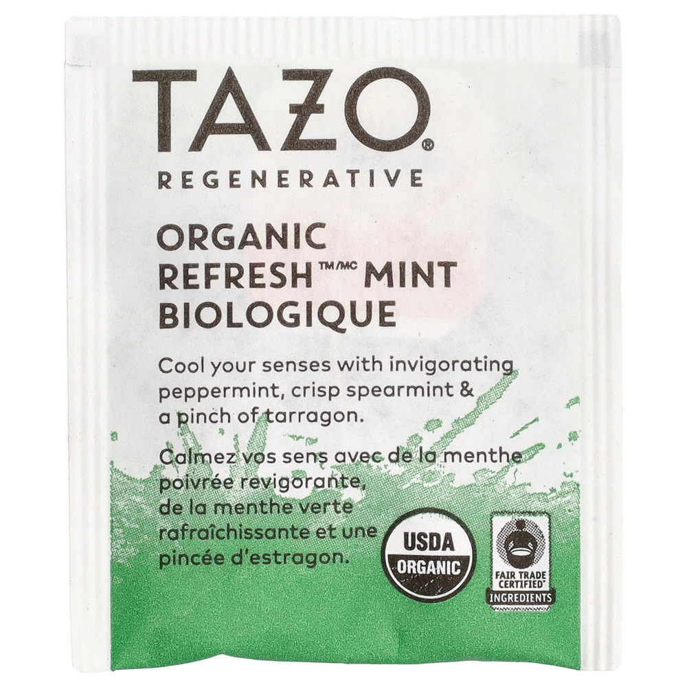 TAZO, Regenerative, травяной чай, органическая освежающая мята, без кофеина, 16 чайных пакетиков, 19 г (0,67 унции)