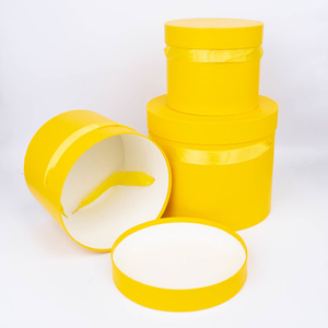 Коробки Тубус Однотонный с лентой. Набор 3 шт. Желтый