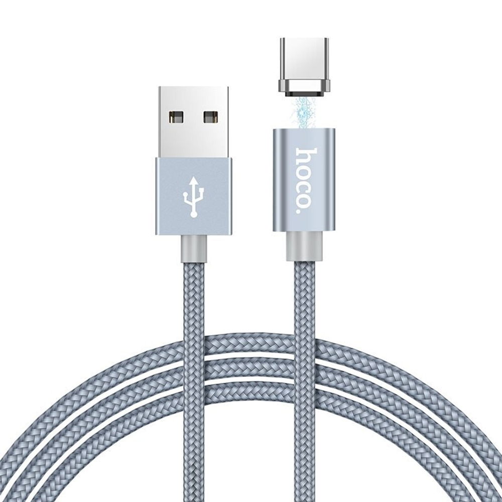 Кабель USB - TypeC HOCO U40A Magnetic (серый) 1м