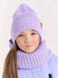 Шапка свечка из смесовой шерсти однослойная "Лаванда"