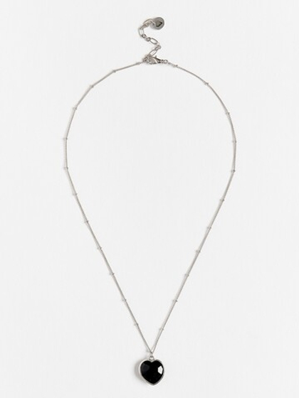 Колье "Lovely" с черным агатом Silver