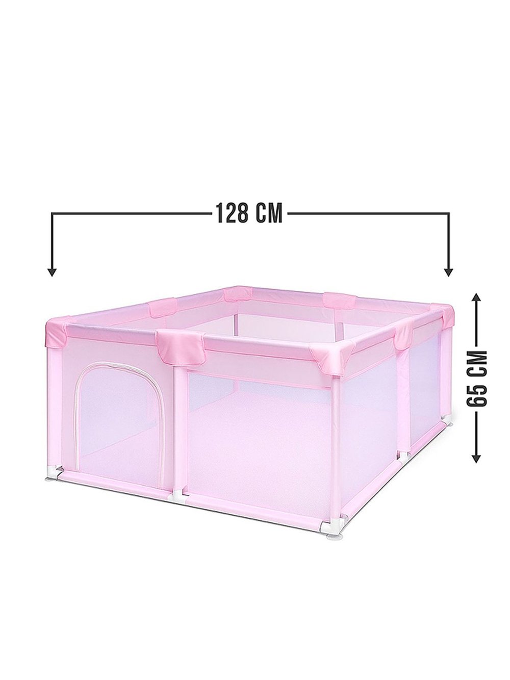 Манеж детский квадратный 128*128*65см цвет розовый (M12-3)