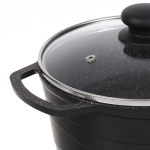 Кастрюля алюминий, антиприг, 3 л, крышка стекло, Каменная, кругл, Нева Металл, Черный гранит, 186630