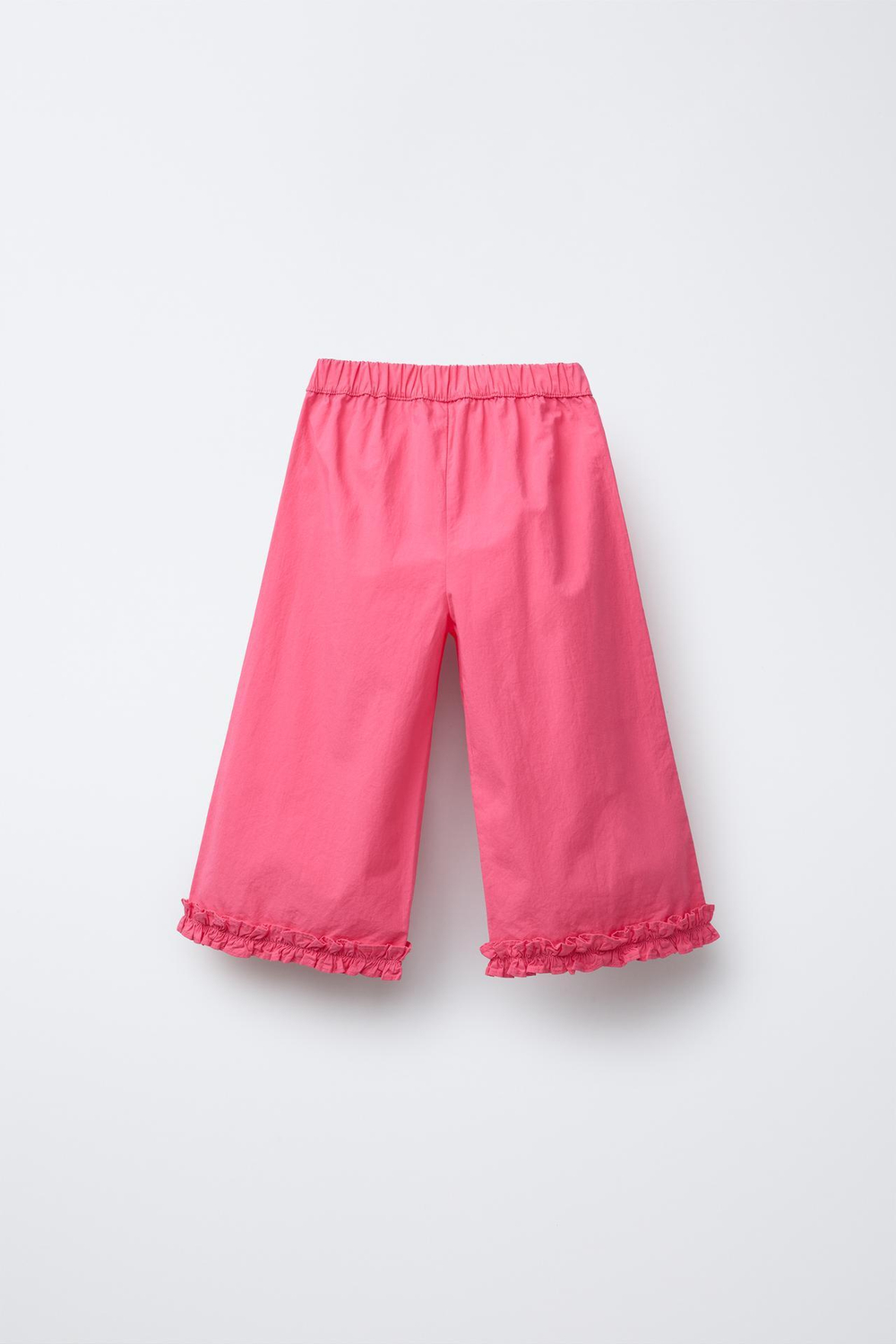 ZARA БРЮКИ-КЮЛОТЫ С ОБОРКАМИ, МАЛИНОВЫЙ