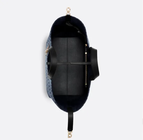 Сумка Dior Toujours Жаккард Denim Dior Oblique синего цвета