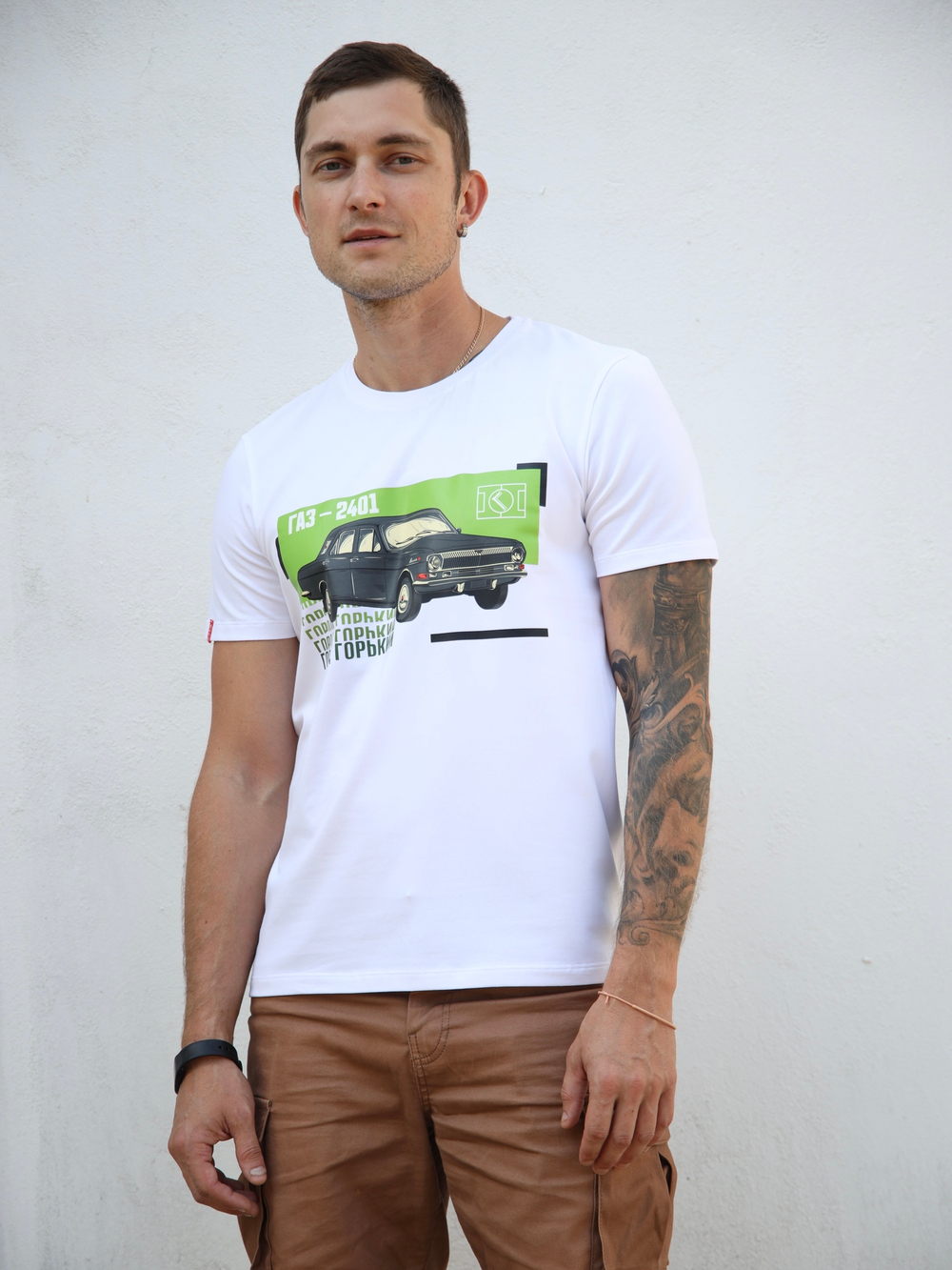 Футболка волга газ Город Горький белая