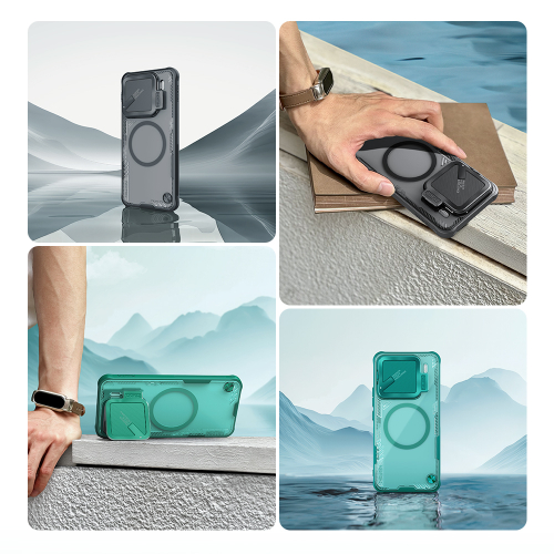 Чехол тонированный прозрачный от Nillkin с металлической откидной крышкой и поддержкой магнитной беспроводной зарядки MagSafe на Xiaomi 15 Pro, серия Iceblade Prop Magnetic Case