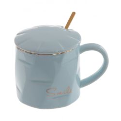 GAEM Кружка с крышкой и ложкой, 400 мл, L13 W9,5 H9,5 см, 4в.