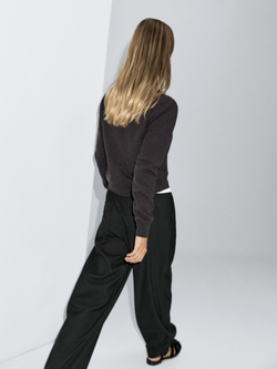 Massimo Dutti Широкие брюки в тонкую полоску со средней посадкой, черный