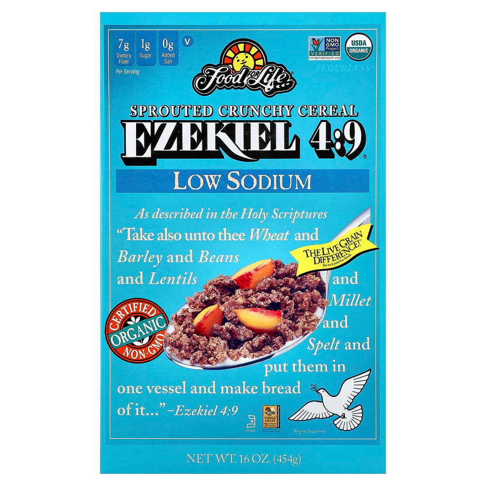 Food For Life, Ezekial 4:9® Sprouted Crunchy Cereal, Low Sodium, 16 oz (454 g)