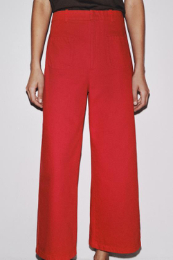 ZARA БРЮКИ С ВЫСОКОЙ ПОСАДКОЙ LIMITED EDITION, КРАСНЫЙ