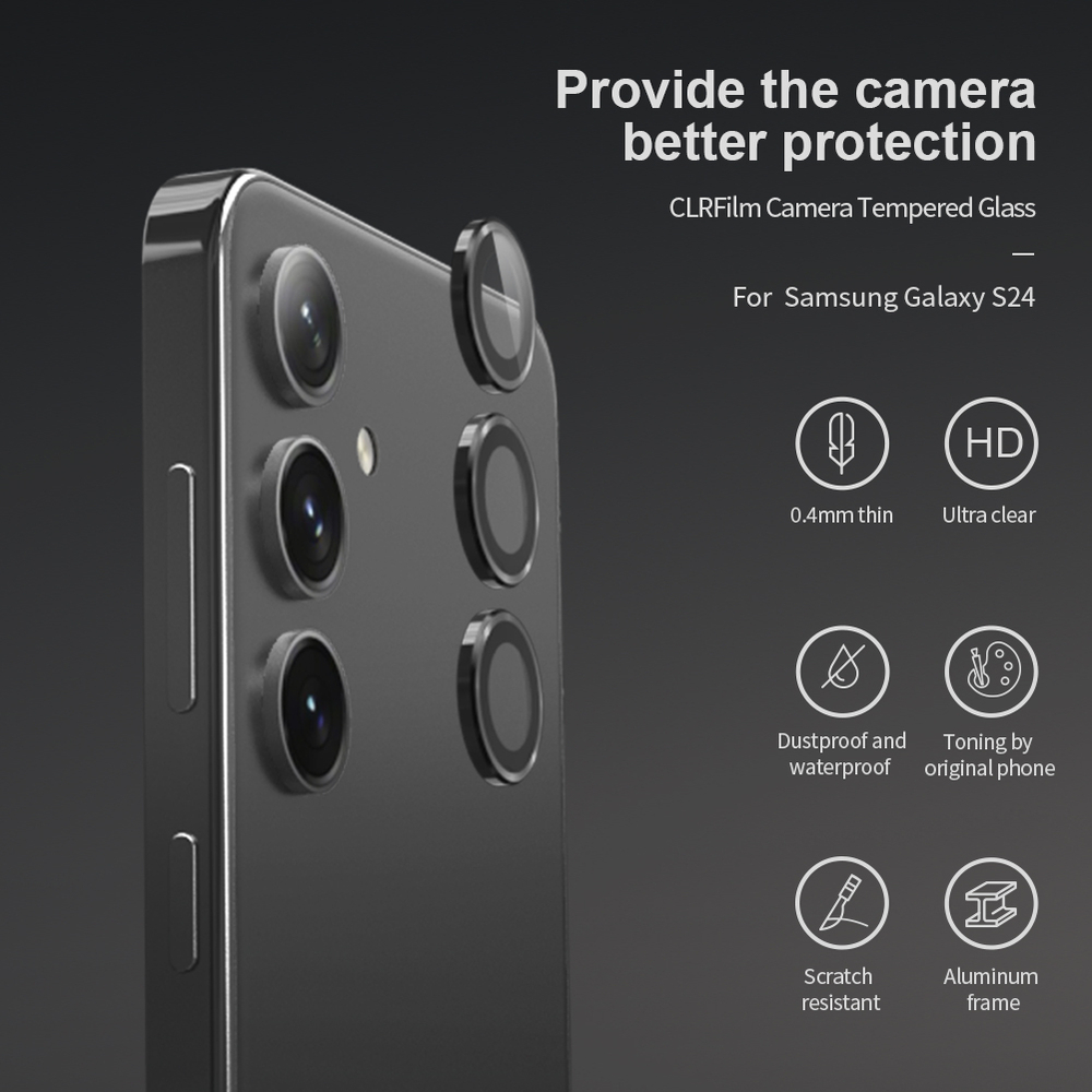 Защитное закаленное стекло (3шт) от Nillkin на камеру смартфона Samsung Galaxy S24, серия CLRFilm Camera Tempered Glass