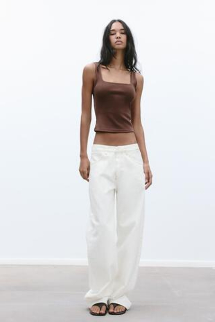 ZARA ТОП С ШИРОКИМИ БРЕТЕЛЯМИ, КОРИЧНЕВЫЙ