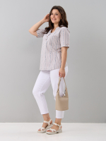 Блузка БЛ-122/бежевый-полоскабуквы