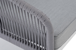 "Канны" диван модульный плетеный из роупа, каркас алюминий белый, роуп светло-серый круглый, ткань светло-серая