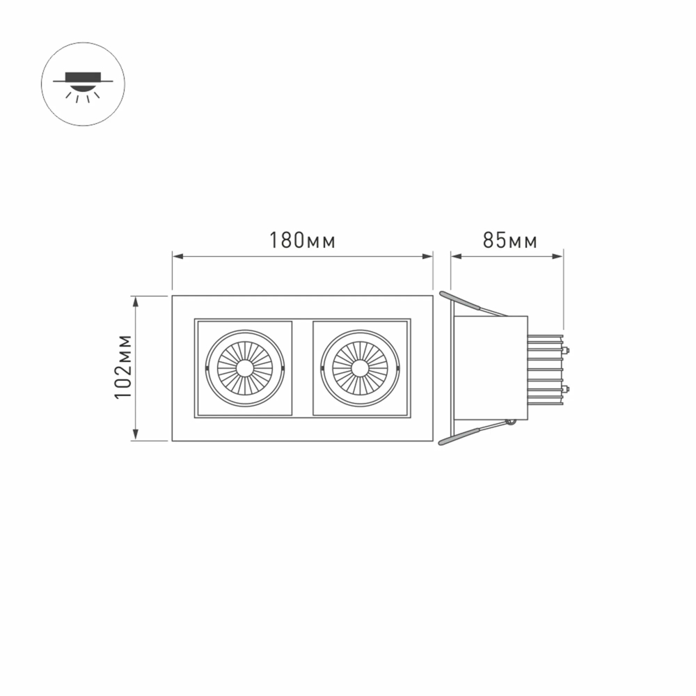 Светильник CL-KARDAN-S180x102-2x9W Warm (WH, 38 deg) (Arlight, IP20 Металл, 3 года) 024127