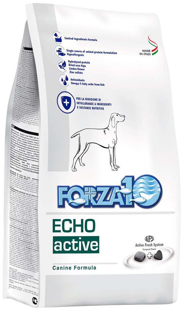 Forza10 10кг Active Echo Корм для собак, при заболеваниях ушей, с рыбой