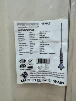 Антенна автомобильная President Hawaii CB