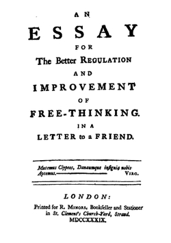 An Essay for the Better Regulations and Improvement of Free-thinking in a Letter to a Friend | John Hildrop