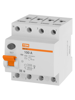 Устройство защитного отключения ВД1-63 4Р 100А 100мА TDM