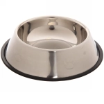 Миска металлическая для животных «ЛАПКИ», чёрный пластиковый ободок, размер XL, 25,5*6,5см /900мл✦