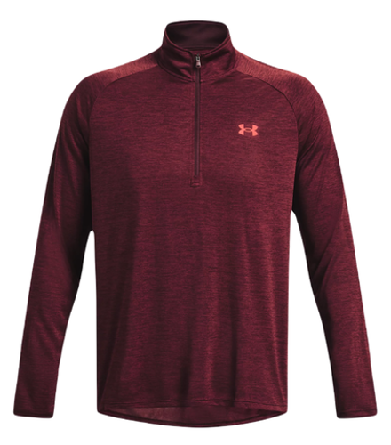 Теннисная футболка Under Armour UA Tech 2.0 1/2 Zip M - dark maroon/cordova red