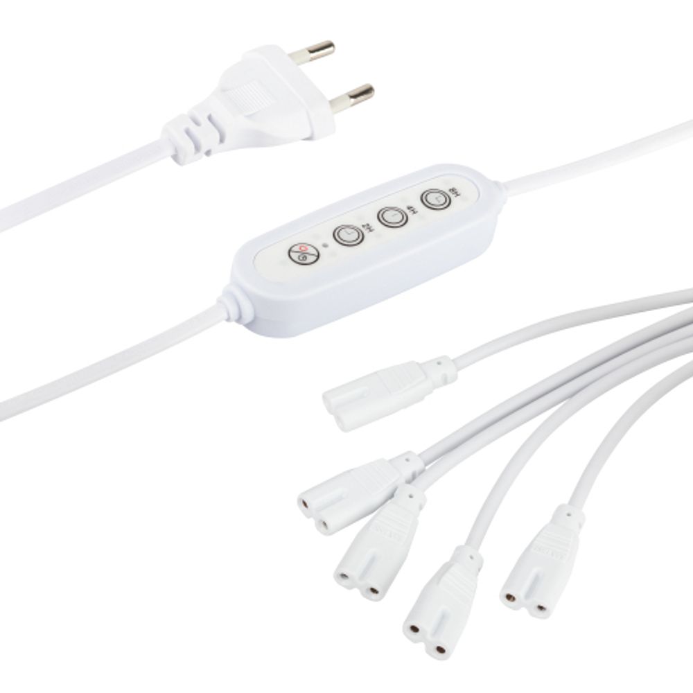Разветвитель сетевой для линейных светильников ЭРА 5х IEC C7 2pin+timer на 5 точек с таймером 4, 8, 12H 2 м | Аксессуары для фито светильников