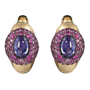 Серьги с Танзанитом и Розовыми Сапфирами, E0087-0/14