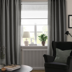 IKEA LENDA  (ИКЕА ЛЕНДА)  -  Штора с креплением, 2 шт, на ленте/темно-серый, 140x300 см