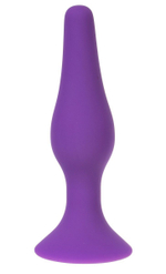 Фиолетовая силиконовая анальная пробка размера L - 12,2 см.